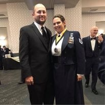 Maria, founder of The Twisted Lily, in United States Air Force uniform